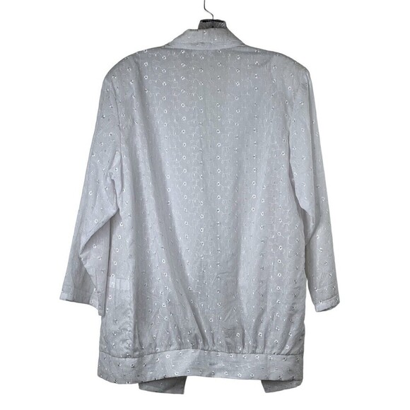 Vintage All Hours  No Close Blazer Jacket White Eyelet Embroidered Lightweight L - Picture 4 of 9